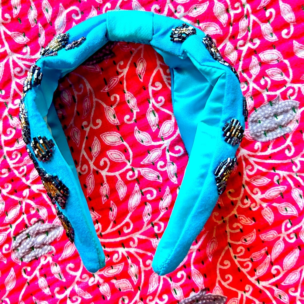 ✨NWT✨ BLUSKY NEW YORK Leopard Sequin Headband Blue/Teal Sz OS